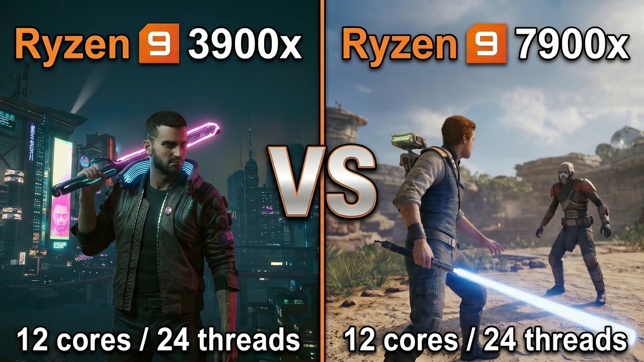 Ryzen 9 3900X vs Ryzen 9 7900X | Gaming Benchmark (8 Games)