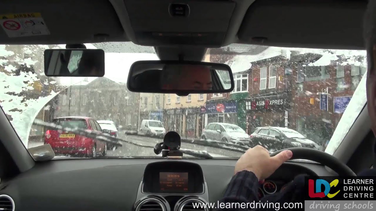 Demonstration drive around town in bad weather
