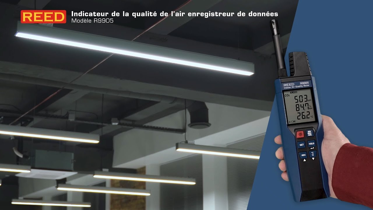 REED R9905 Indicateur de la qualité de l’air avec enregistrement de données