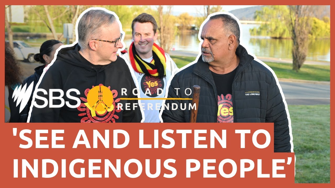 AFL legend Michael Long speaks after 660km walk to support Indigenous Voice to Parliament | SBS News
