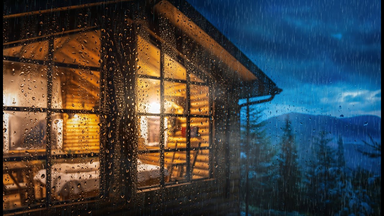 Heavy Night Rain on a Cozy Cabin Window 🌧️ | Deep Sleep, Relaxing Ambience, Stress Relief