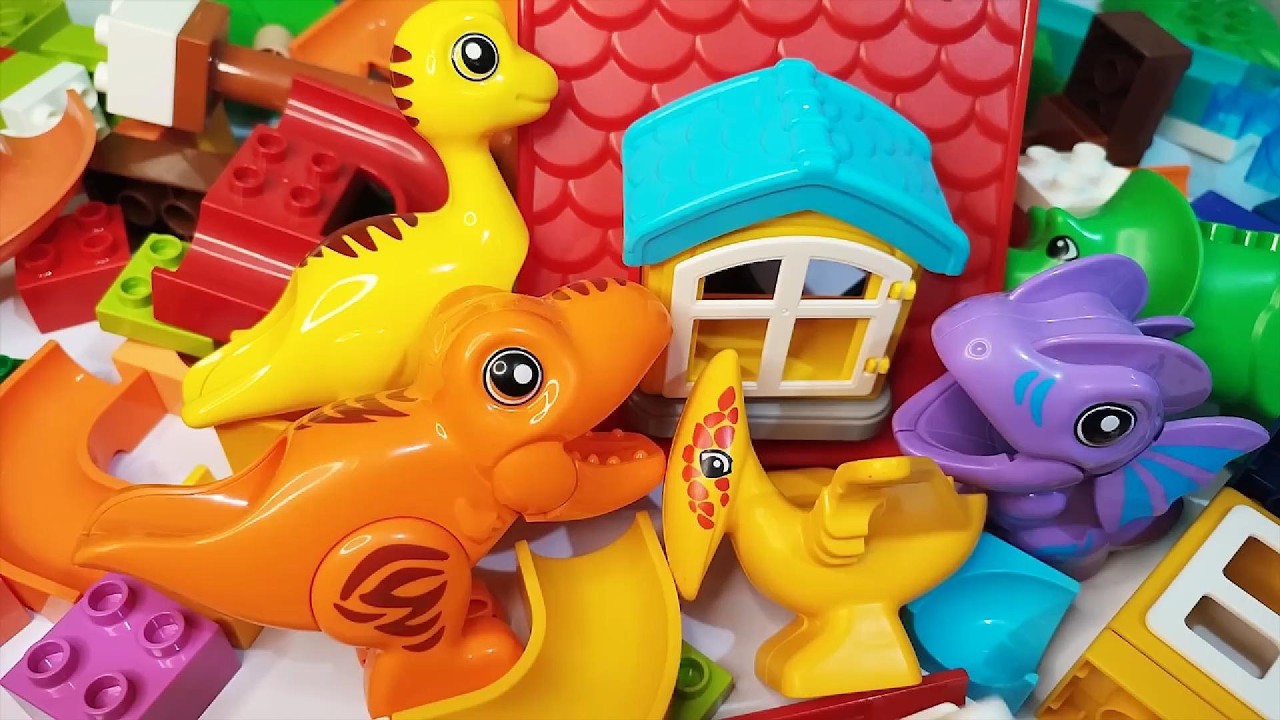 Satisfying Building Blocks ASMR Marble Run #1 Coaster House & Funny Dinosaurs Course live 27