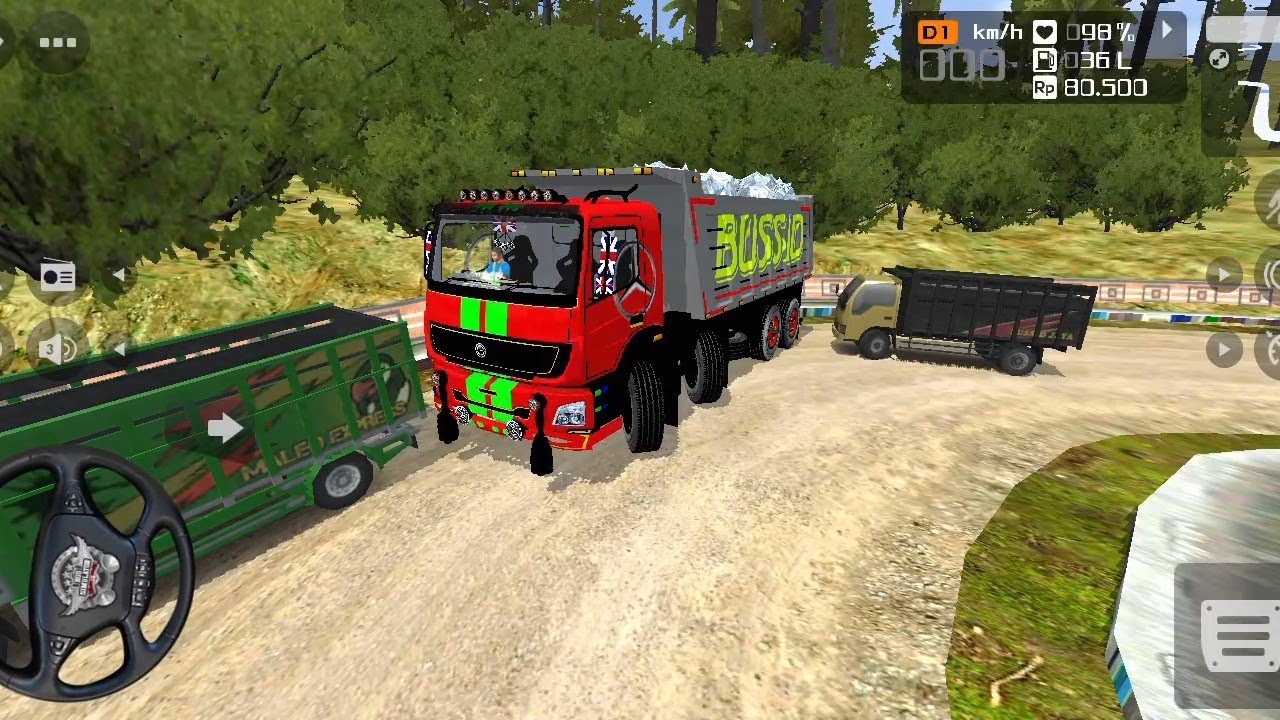 NEW MOUNTAIN OFF-ROAD ! STONE TRANSPORT BHARAT BENZ 8×8 TIPPER TRUCK || BUS SIMULATOR INDONESIA 