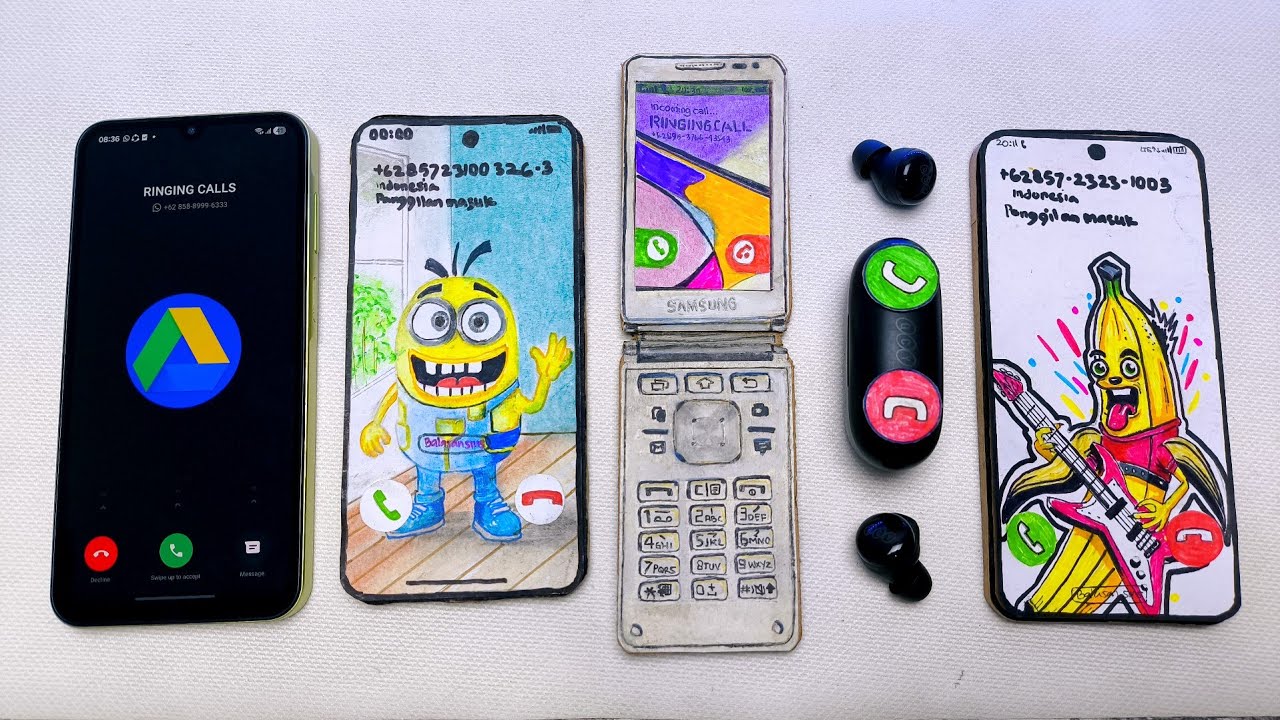 Galaxy a17 vs Xiaomi 17 minions vs Galaxy Folder 2 vs Earbud Black vs Redmi Bananas incoming call