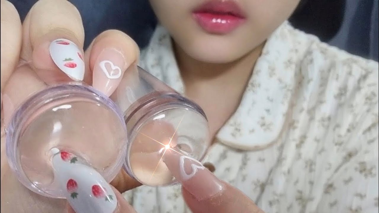 ASMR 시각적팅글로 잠들기😪 네일스탬프, 네일탭핑, 입소리 | nail stamp visual triggers, nail tapping, mouth sounds asmr