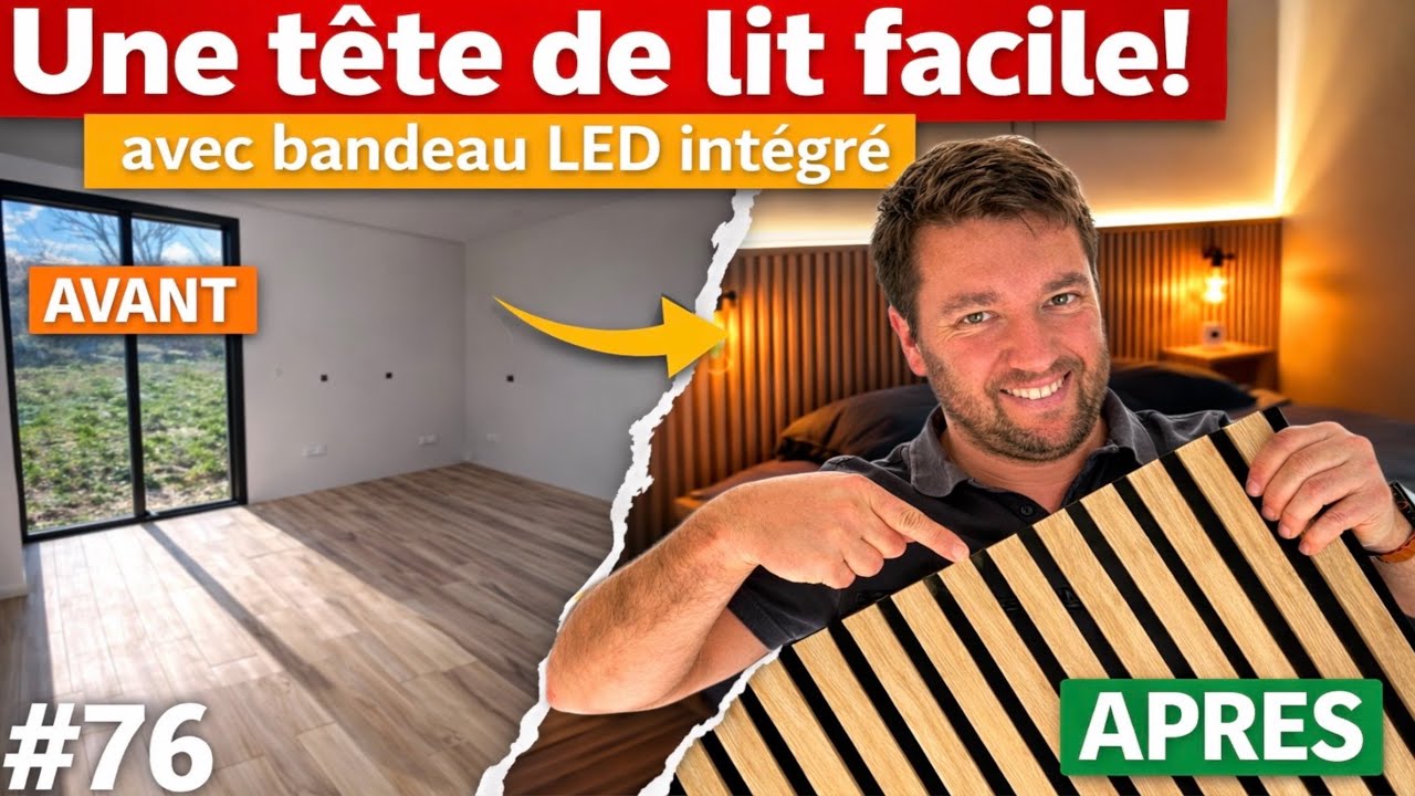 DÉCO - On fabrique une TÊTE de LIT en panneaux tasseaux avec LED intégré