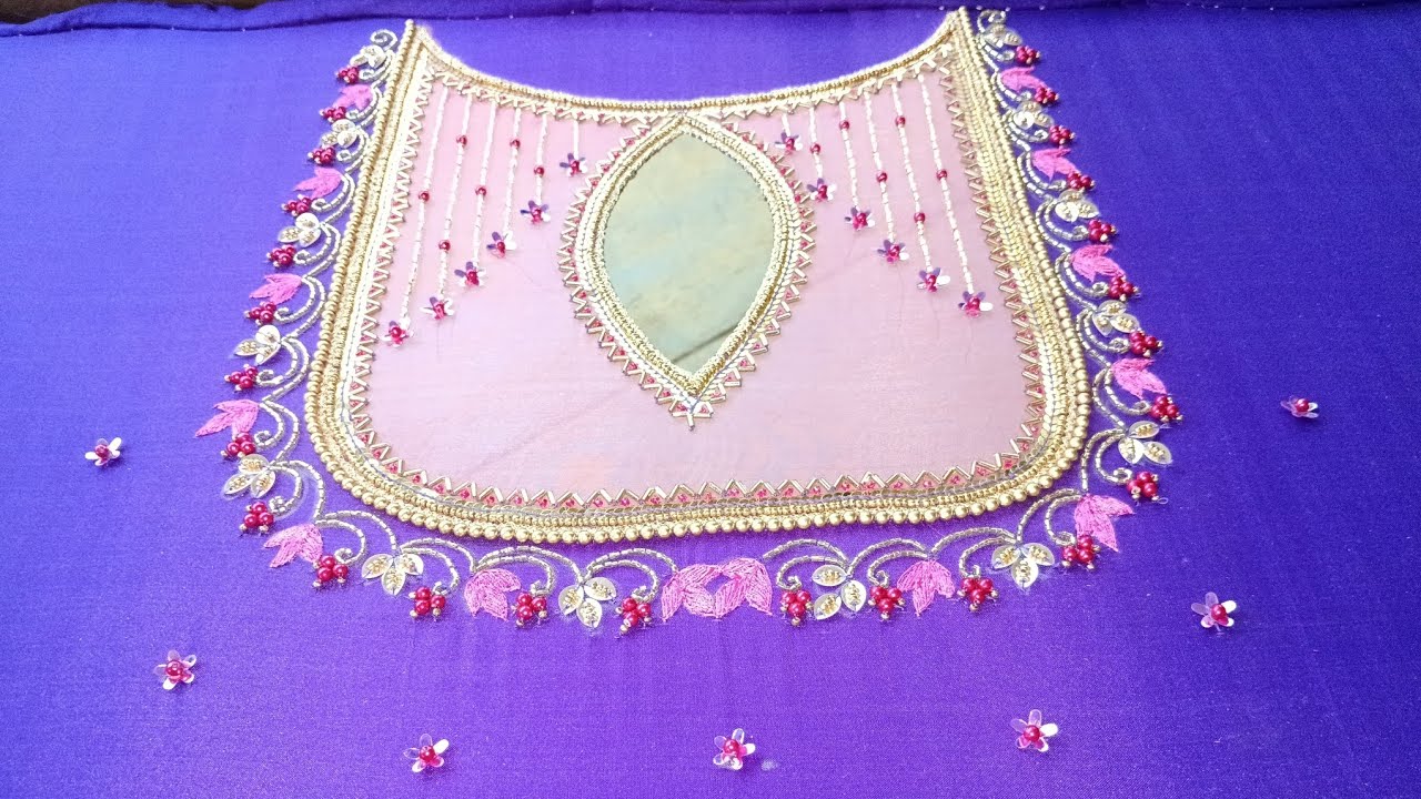 Net attached Aari blouse design bridal blouse  ( ನೆಟ್ ಅಟ್ಟಚ್ಚ್ ಬ್ರೈಡಲ್ ಬ್ಲೌಸ್ ಡಿಸೈನ್) very beautiful