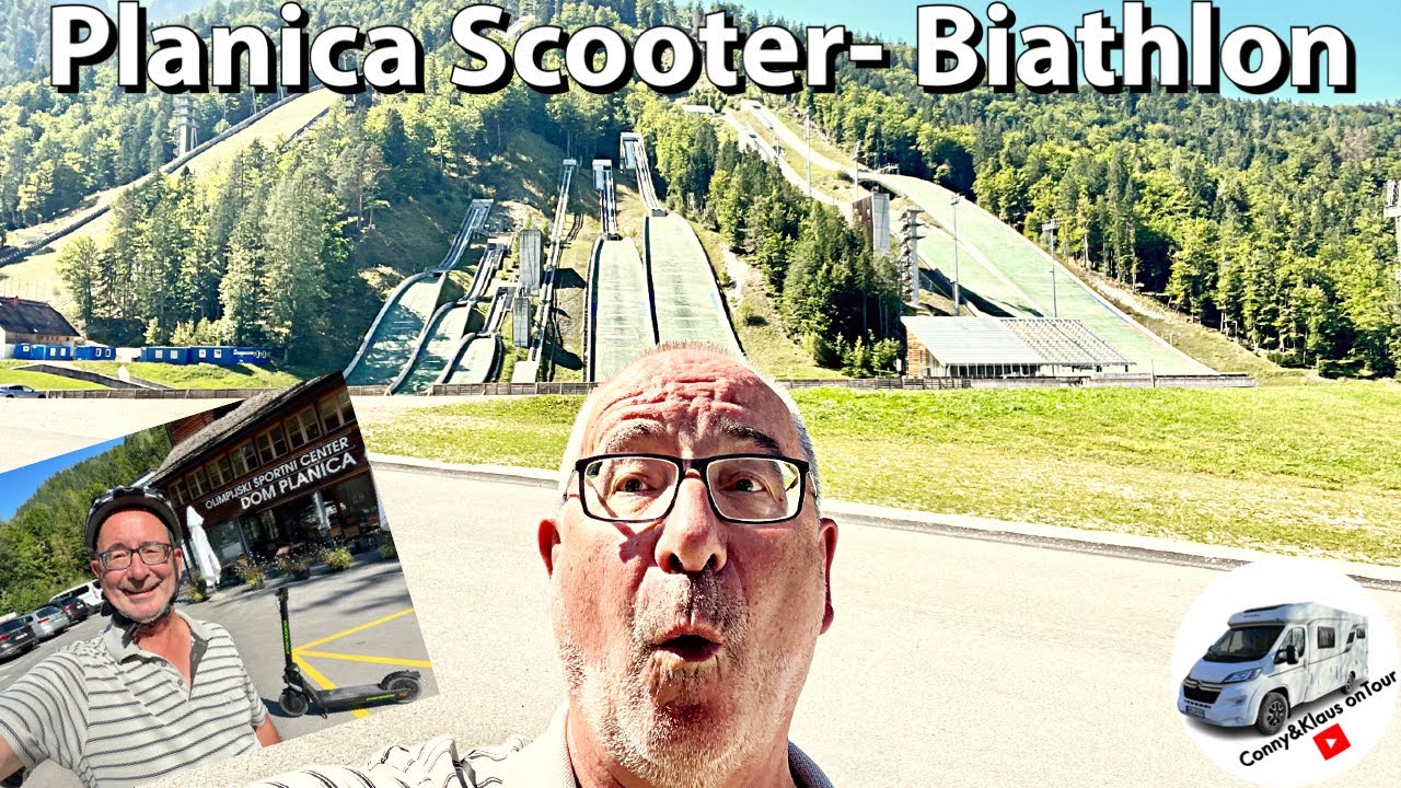 #140 mit dem Scooter auf der Biathlonstrecke, Slovenien, Planica