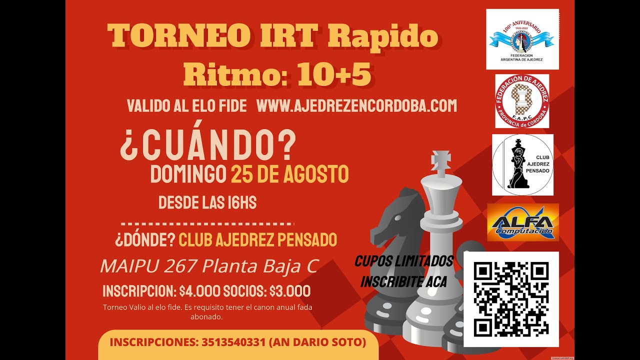 Torneo IRT Rapido www.ajedrezencordoba.com 25/08/24