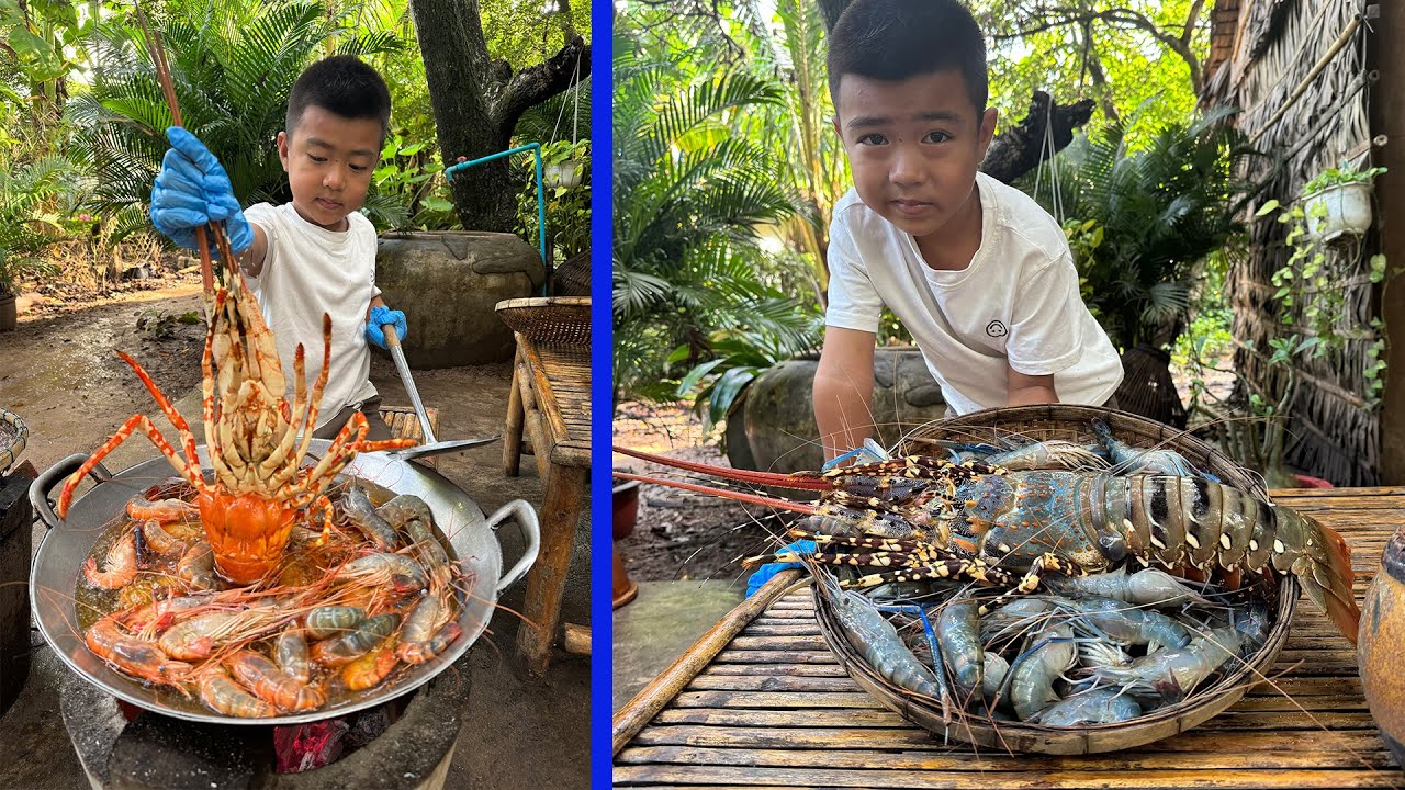 Yummy Big lobster cooking by country chef - Chef Seyhak