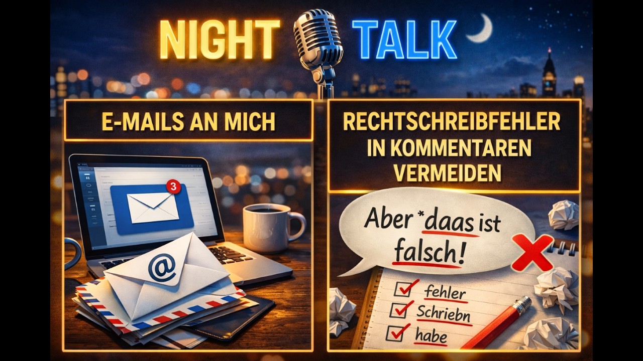 Heute im NIGHT-TALK: E-Mails an mich & Warum man Rechtschreibfehler in Kommentaren vermeiden sollte
