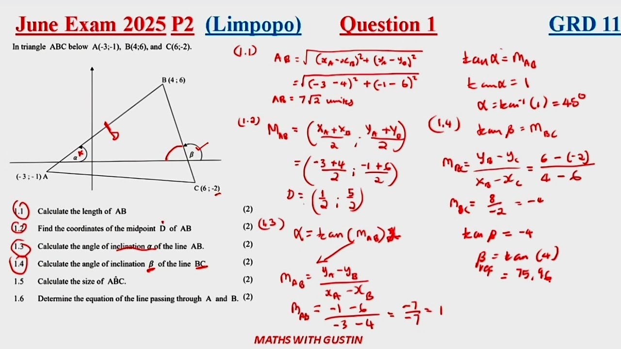 Grade 11| June Exam 2025 Maths paper 2| Q 1