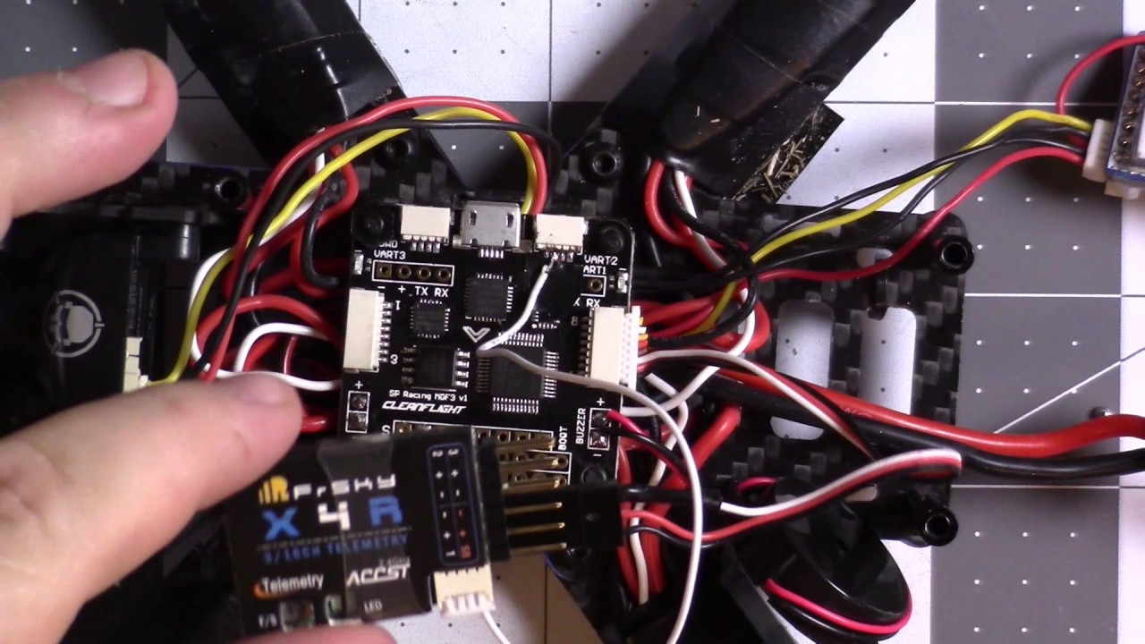 Wizard X220 - How to Install X4RSB Receiver on SPRacing F3 FC and Bind FrSky Taranis QX7