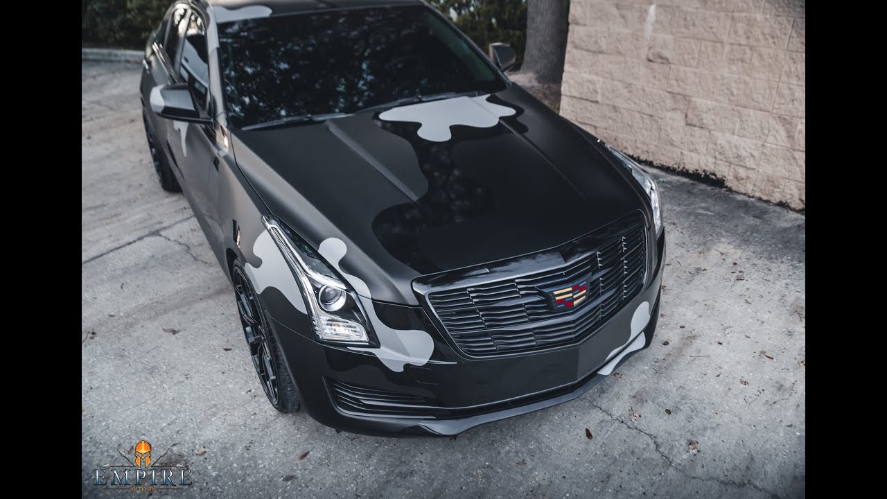 Custom Camo Vinyl Wrap on a 2018 Cadillac ATS! Transforming A Boring Cadillac Into a Stealthy Beast