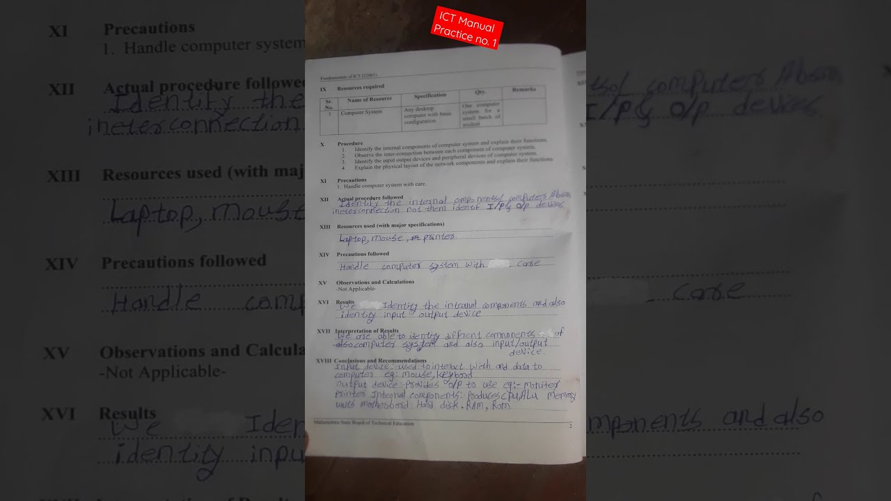 practice no.1 ICT Manual