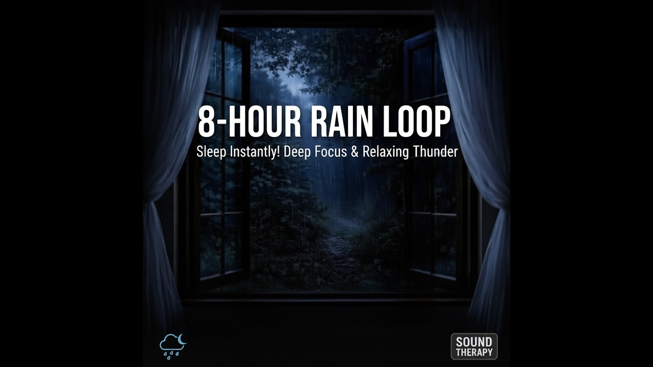 8 Hours of Night Rain 🌧️ Open Window Rain Sounds for Deep Sleep & Insomnia Relief