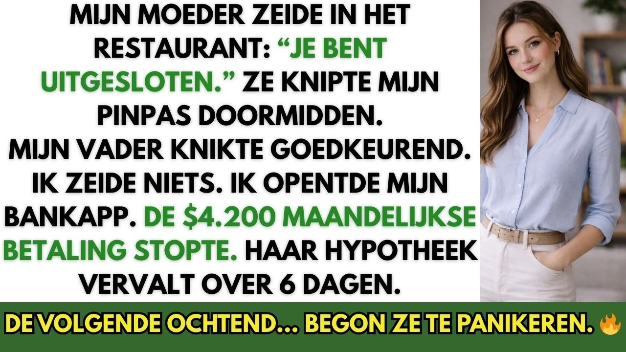 Mijn Moeder Annuleerde Mijn Creditcard Aan Tafel — Zonder Te Weten Dat Ik Haar Leven Betaalde