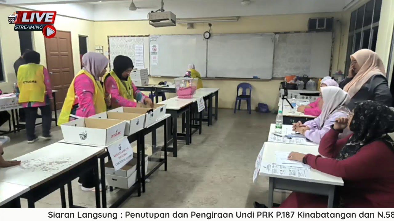 Siaran Langsung : Penutupan dan Pengiraan Undi PRK P.187 Kinabatangan dan N.58, Sabah