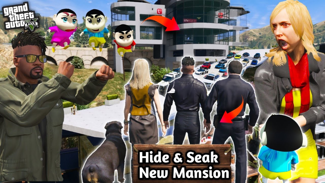 GTA 5: Franklin Playing Hide & Seak In New House With Shinchan 😰Chop jump From Terrace 😭😨Ps Gamester