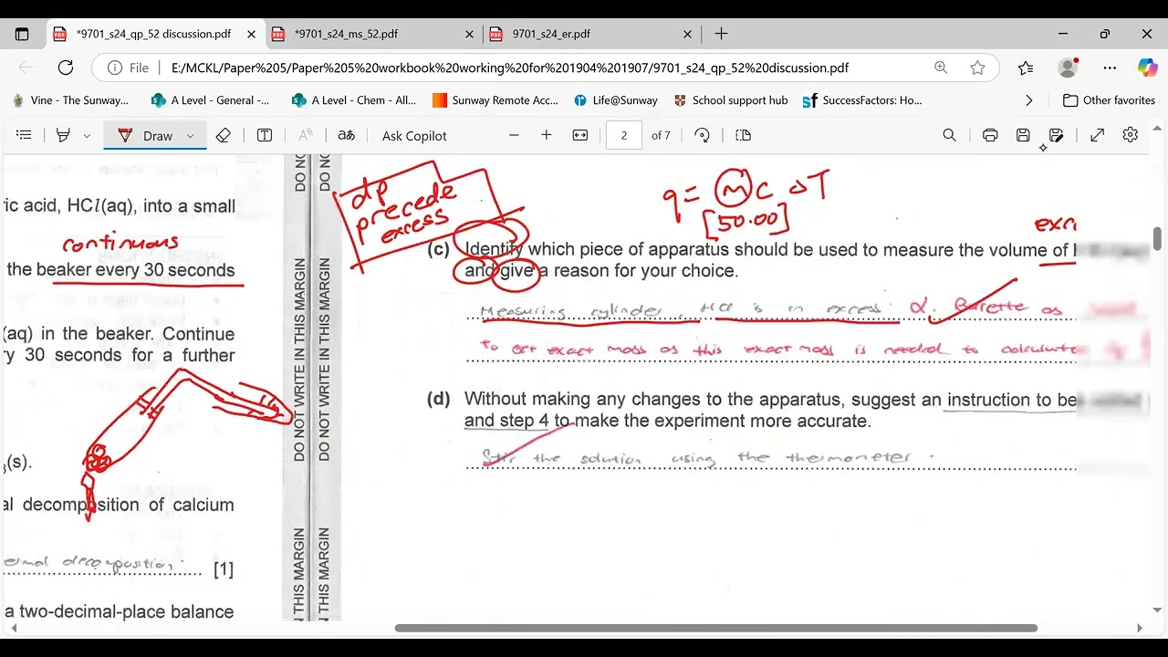 9701/52/M/J/24 Discussion of 2024 May June Paper 52, 9701 Cambridge A Level