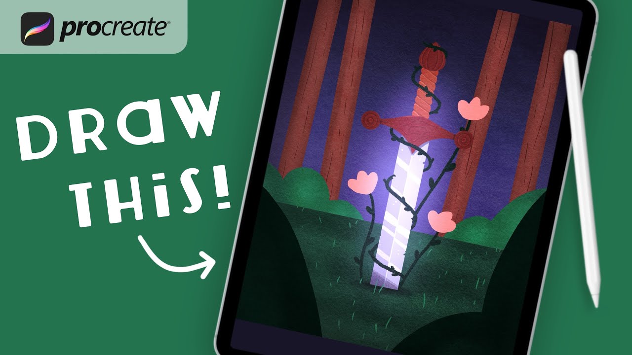 Procreate Step by Step Tutorial- Glowing Sword - Digital Art - Fantasy Illustration for Beginners