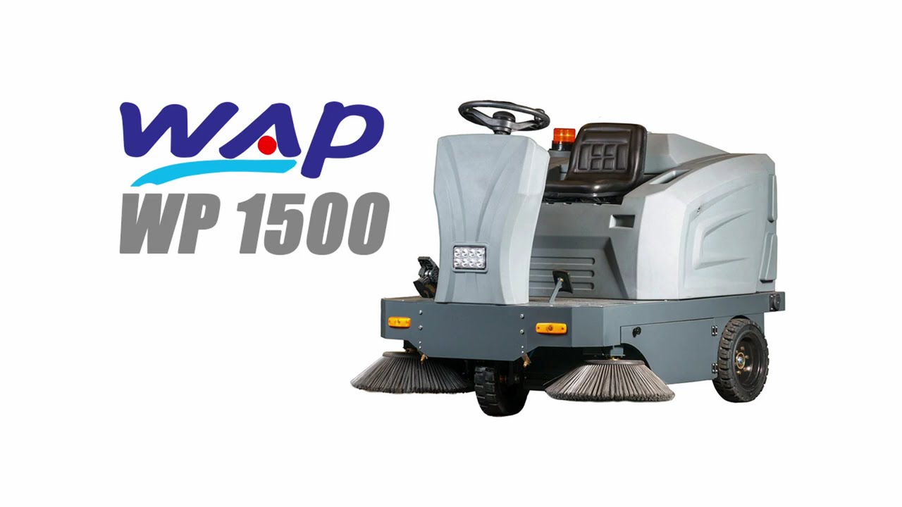 Wapsystem WP1500 A  รถกวาดถนนไฟฟ้า พลังงานแบตเตอร์รี่ ความจุ 140 ลิตร