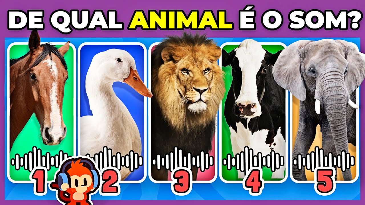 🐵 ADIVINHE O ANIMAL PELO SOM | Voc&ecirc; conhece o som que os bichos fazem? s&oacute; 5% acerta #quiz #macaquiz
