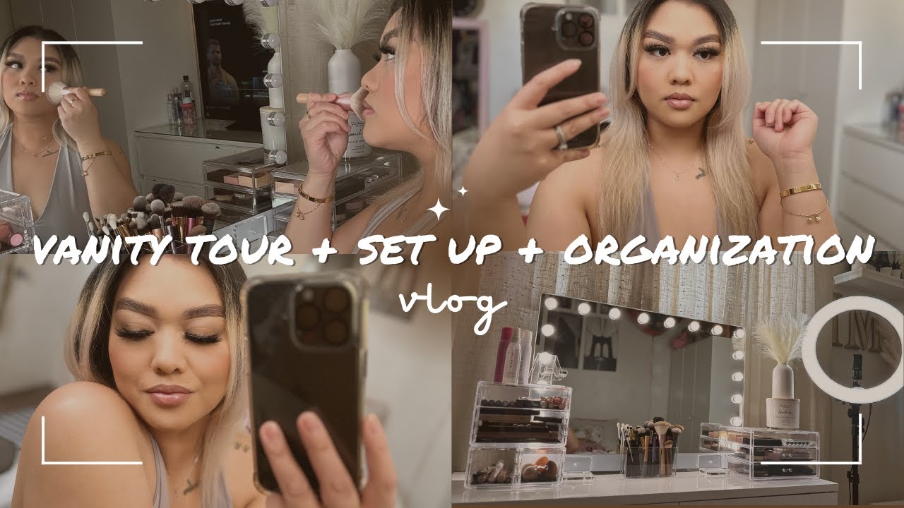 Setting up my new vanity + organizing makeup + Vanity tour !