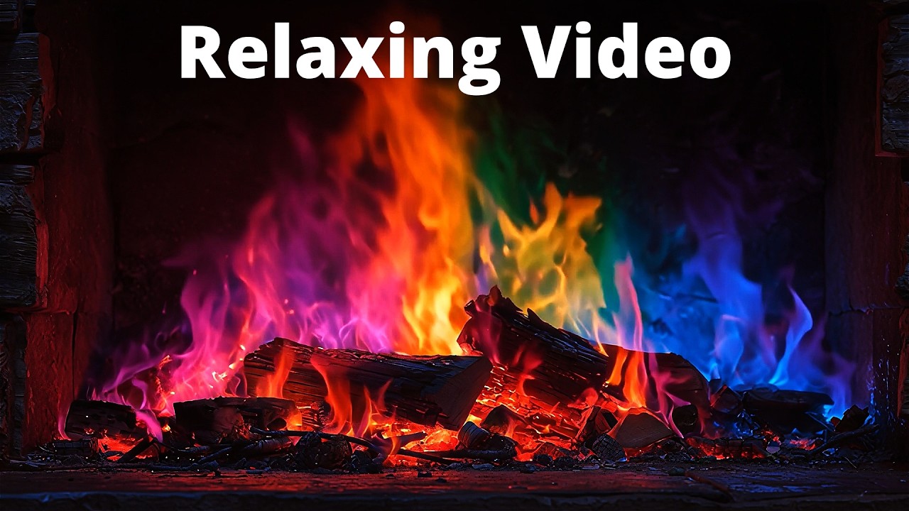 Cozy Fireplace HD Video (3 Hours).Colored Fire with Crackling Fire Sounds,Fireplace Ambience Video