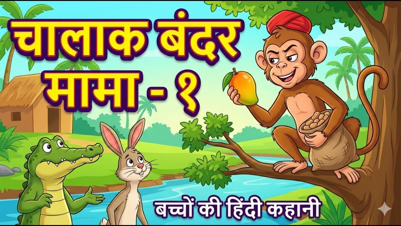 Chalak Bander Mama | The Clever Monkey & The Crocodile | Hindi Moral Stories for Kids