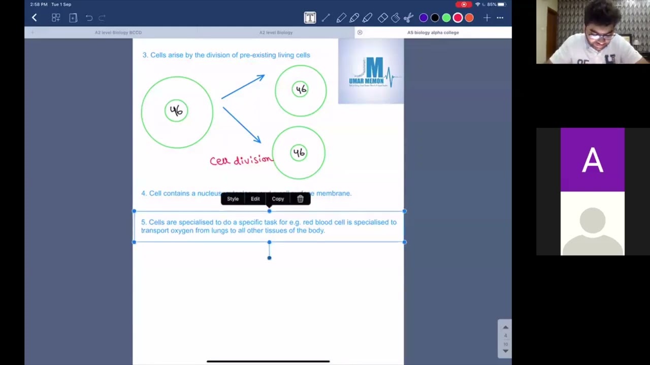 Definition of Cell (cell theory) - O and AS level biology