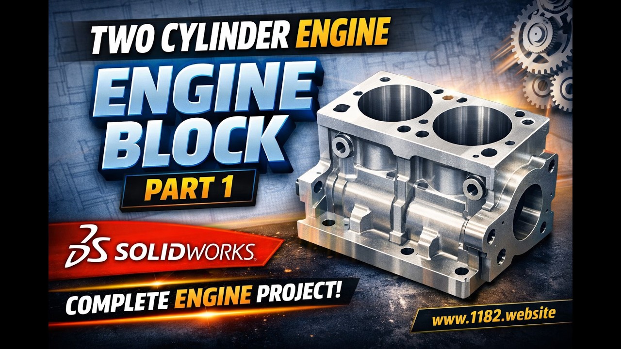 Two Cylinder Engine Block Design in SolidWorks | Part 1 | Complete Engine Project #engineblock