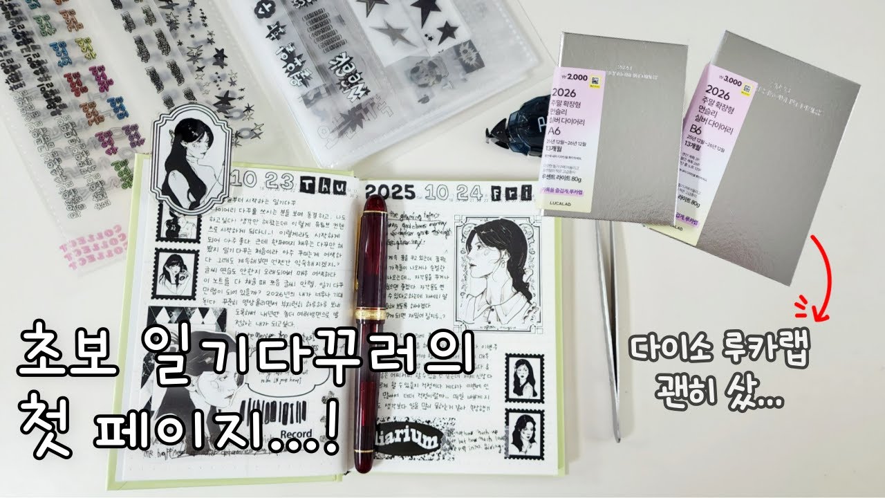 처음 써보는 일기다꾸📖 이렇게 하는게 맞나요...? | 다이소 루카랩 괜히 산 썰🤣 | 디아리움 만년필노트