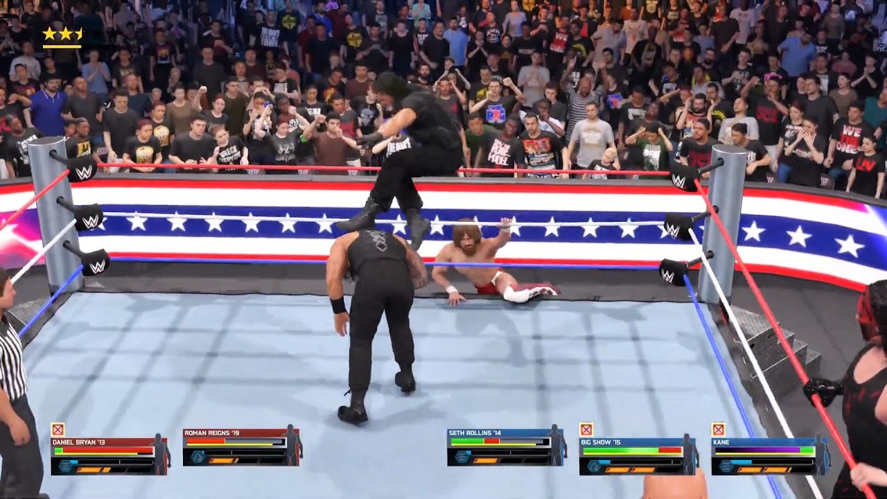  Roman Reigns  Daniel Bryan Seth Rollins Kane Big Show Handicap Match 