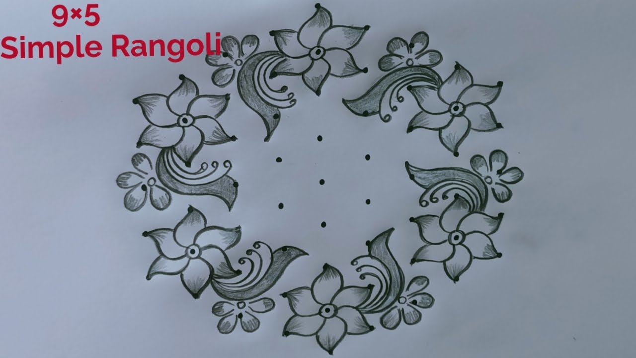 New Year 2026 Simple Flower Kolam 9&times;5 🌺 New Year 2026 Muggulu 🌺 Sankranti Muggulu 🌺 Pongal Kolam