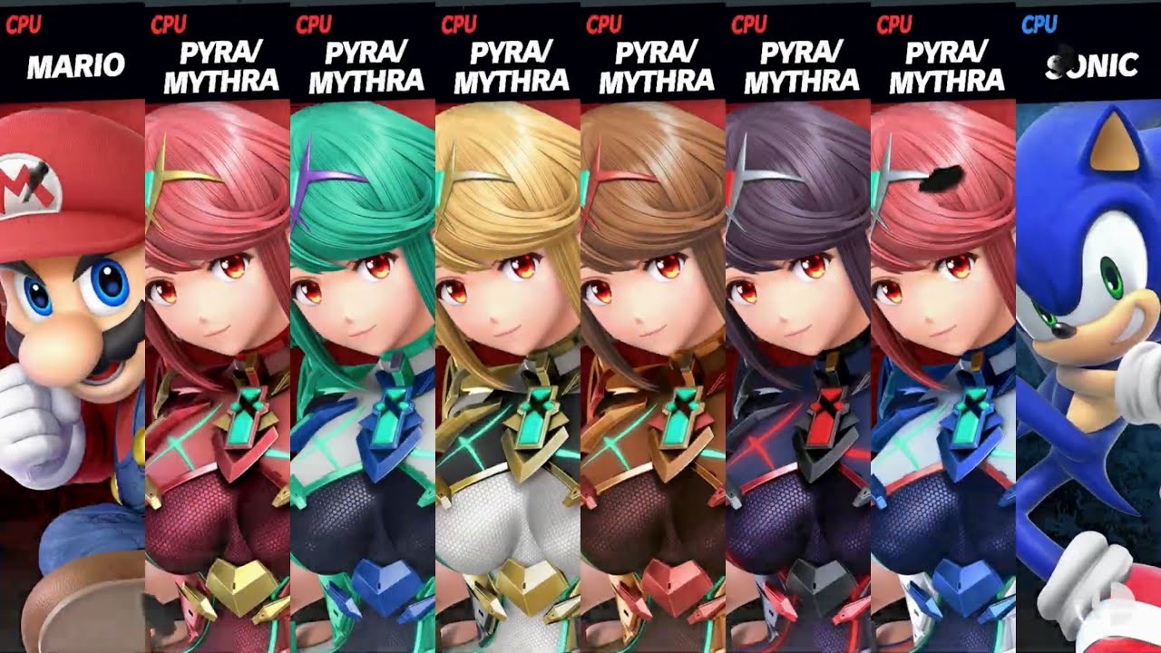Super Smash Bros. Ultimate - Mario and Pyra/Mythra Army vs Sonic