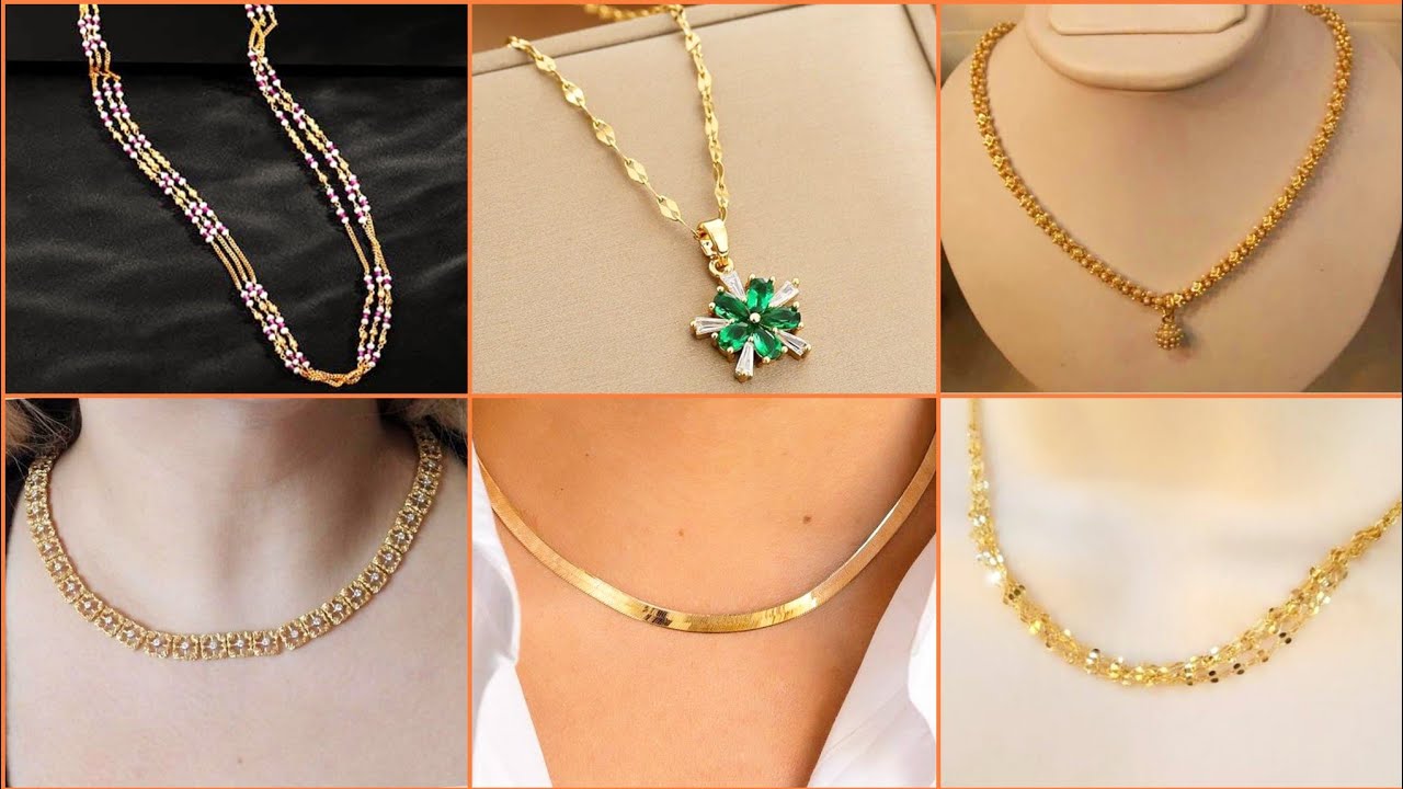 Latest and simple plain gold chains and pendents collection