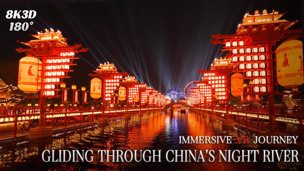8K VR180 Night River Ride in China