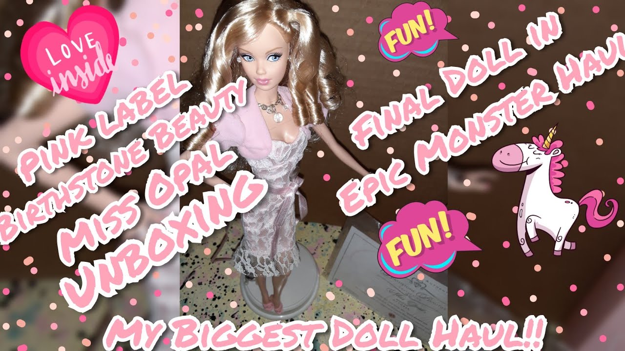Doll Collector Thrift 😃 Pink Label Barbie Birthstone Beauties Miss Opal Steffi Face #unboxing #dolls