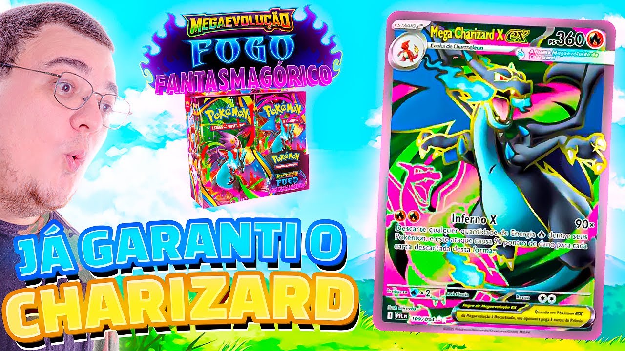 EU NÃO ACREDITEI! Tirei o NOVO CHARIZARD da Fogo Fogo Fantasmagórico NA BOOSTER BOX Cartas POKEMON