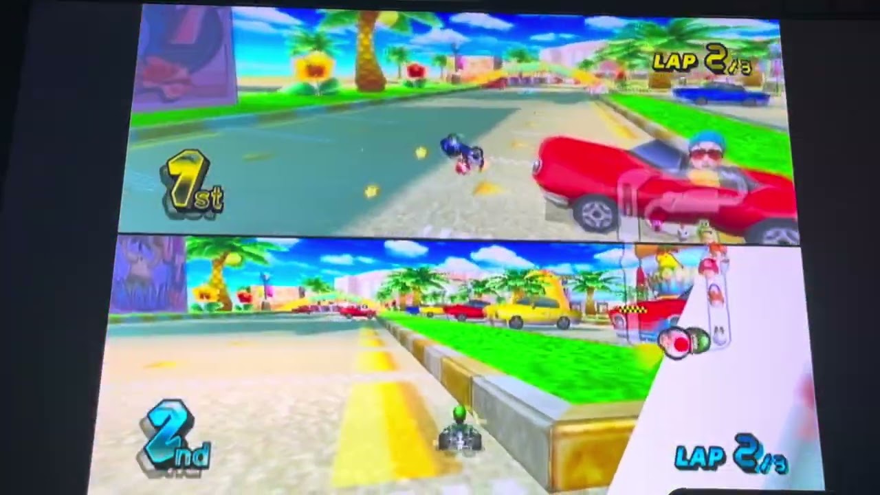 Mario Kart Wii Toad vs Luigi at Coconut Mall