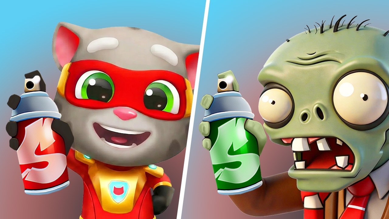 Talking Tom Hero Dash VS PVZ Zombie Runner - Tom Hero Dash New Update, Talking Tom Cat Gameplay