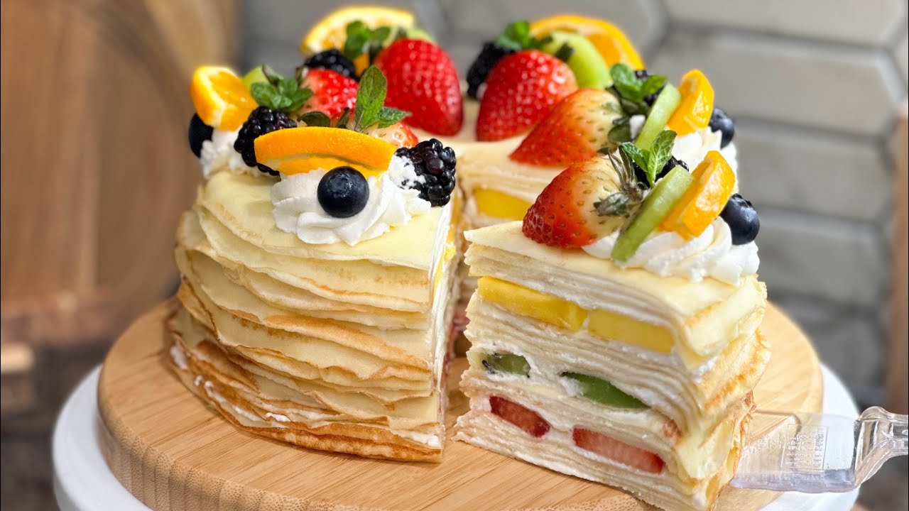 Crepe Fruit Cake, Crepe Cake, How to Make Crepe Cake
