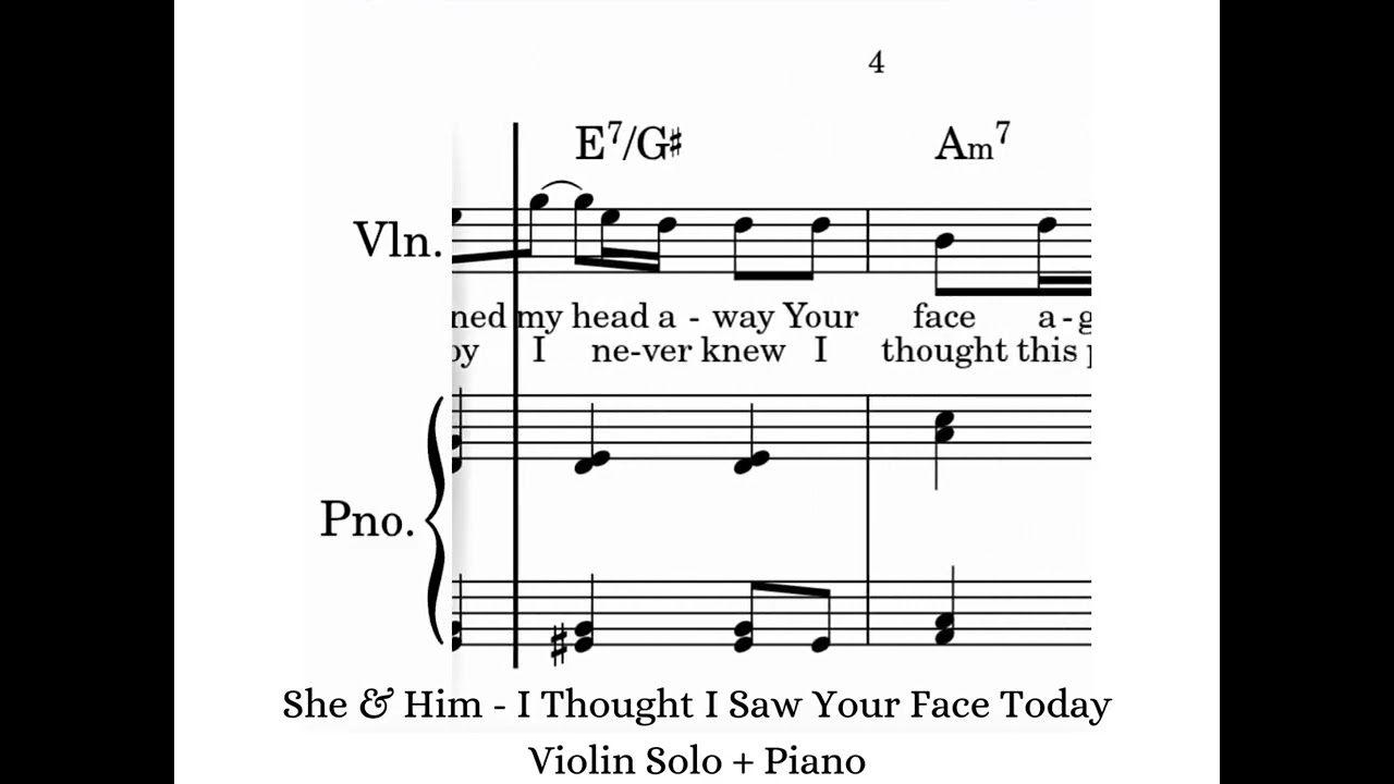 She & Him - I Thought I Saw Your Face Today | Violin + Piano Music