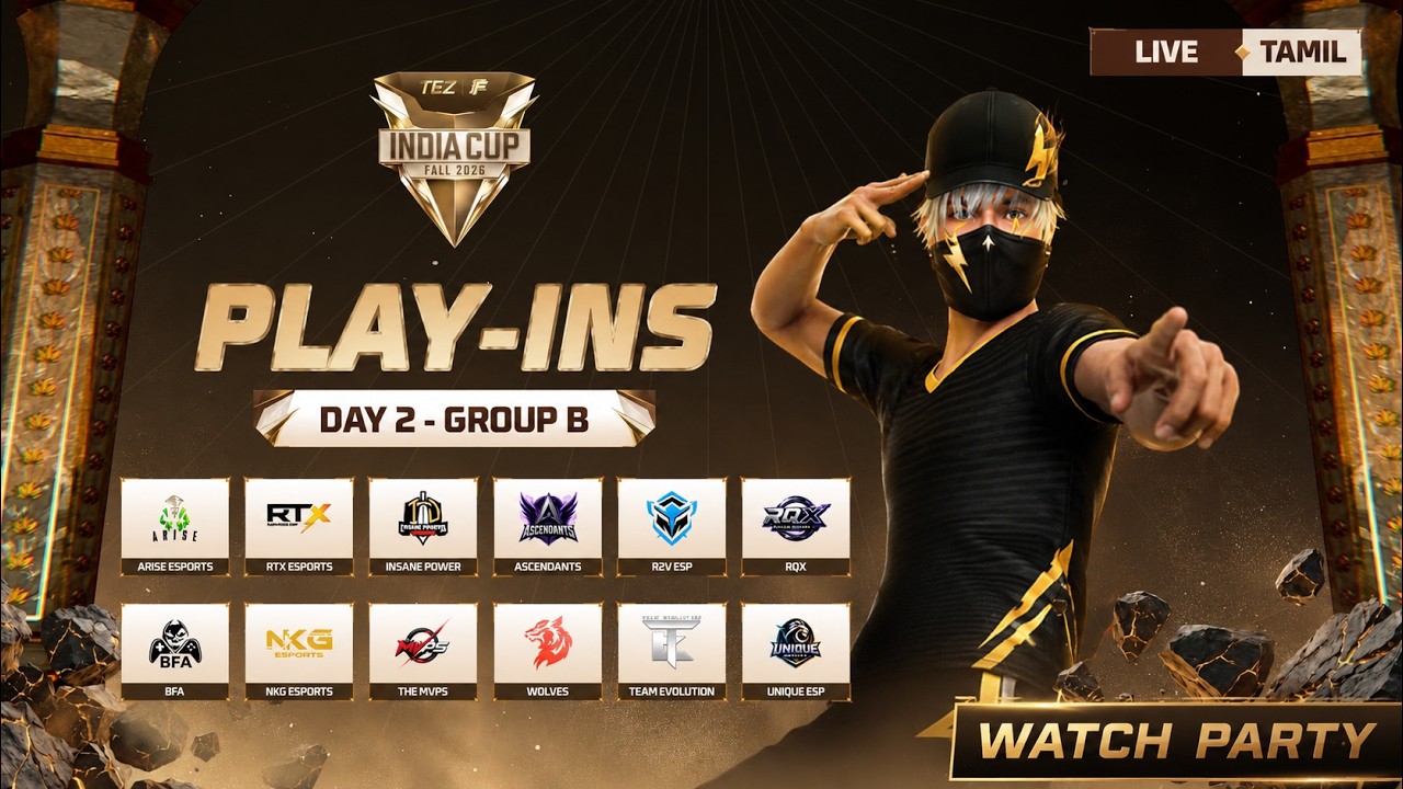 🔴 [ Tamil Watch Party ] TEZ FFMIC 2026 Fall | Play-Ins Day 2 | Group B | Watch Party