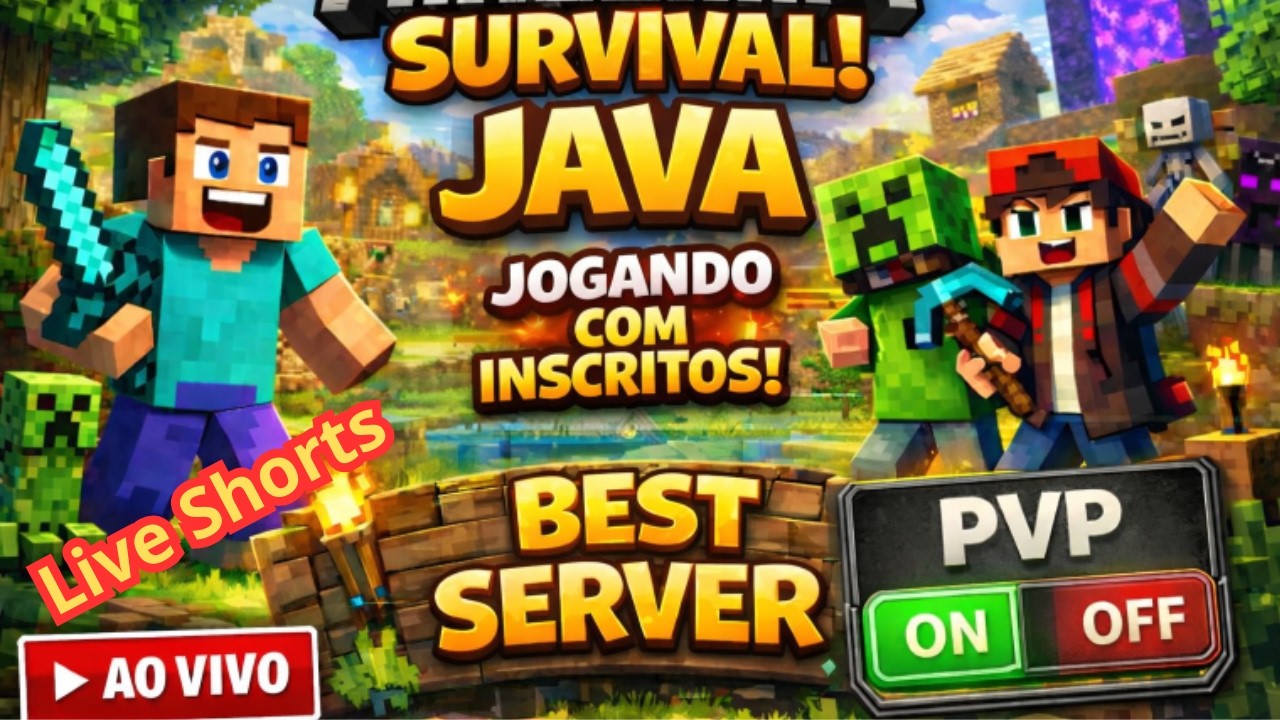 Jogando Minecraft com inscritos servidor Java #liveshorts  #minecraft