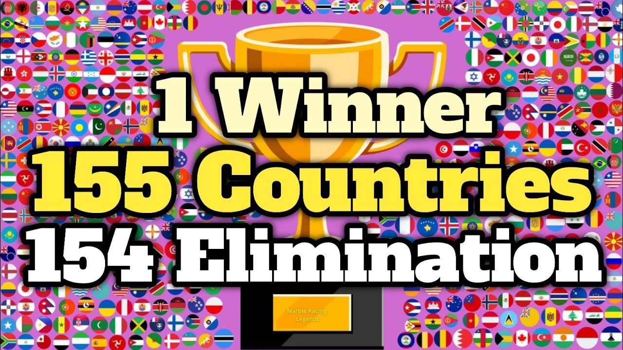 155 Countries & 154 Elimination Marble Race Tournament in Algodoo - World Marble Race