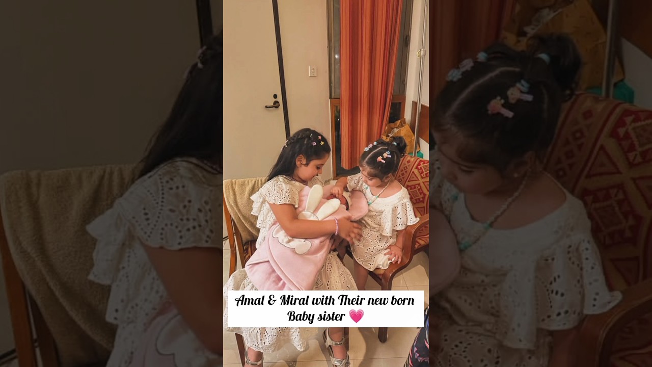Amal & Miral With Their New born Baby Sister #aimankhan #muneebbutt #shorts