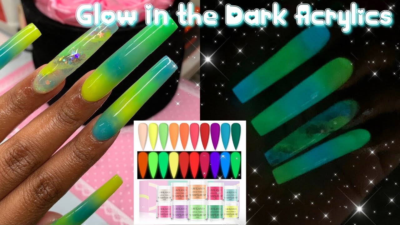 GLOW IN THE DARK ACRYLICS FROM SAVILAND | XL Ombré Nails + Giveaway!!