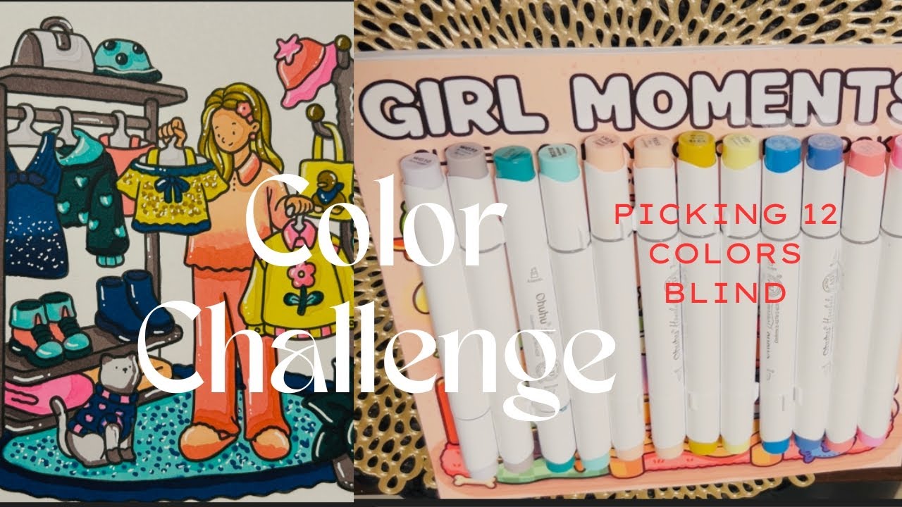 Color Challenge! 🌈 Picked 12 colors blind for Coco Wyo Girl Moments using Ohuhu alcohol markers 🎨